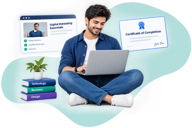 Learner studying online with Training Facility