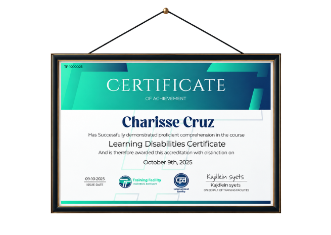 Training Facility certificate of achievement